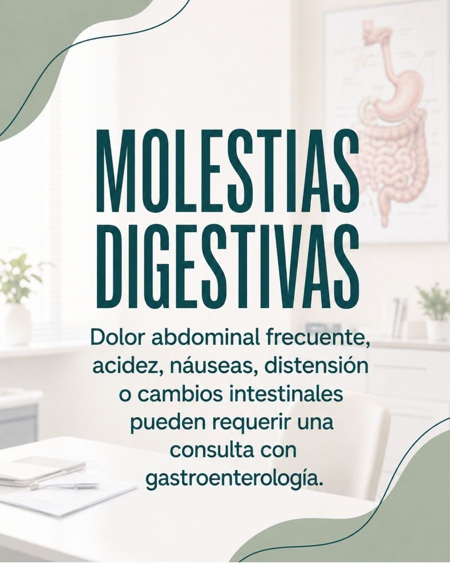 Molestias digestivas: dolor abdominal frecuente, acidez, náuseas, distensión o cambios intestinales pueden requerir una consulta con gastroenterología.